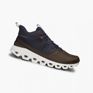 Navy Men's On Running Cloud Hi Road Running Shoes | 591624-DQE