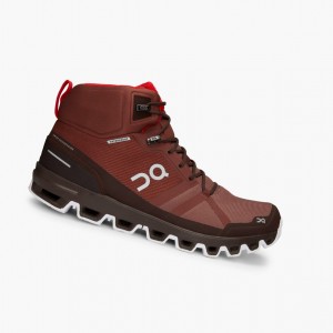 Red Men's On Running Cloudrock Waterproof Hiking Boots | 387206-GHF