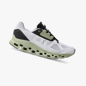 White / Black Women's On Running Cloudstratus Road Running Shoes | 076942-GOV