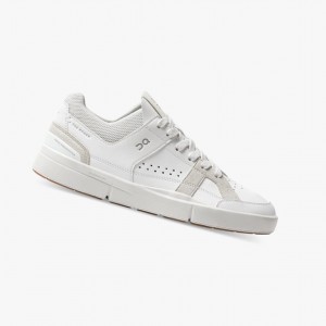 White / Brown Women's On Running THE ROGER Clubhouse Sneakers | 659417-ULC