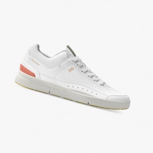 White / Coral Men's On Running THE ROGER Centre Court Sneakers | 605917-RGH