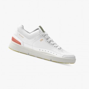 White / Coral Women's On Running THE ROGER Centre Court Sneakers | 468735-FLQ