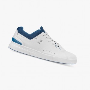 White / Deep Blue Men's On Running THE ROGER Advantage Sneakers | 358261-WYQ