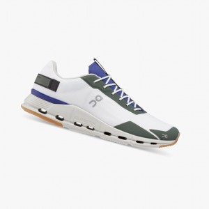 White / Indigo Men's On Running Cloudnova Form Running Shoes | 541782-IAL