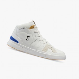 White / Indigo Men's On Running THE ROGER Clubhouse Mid Running Shoes | 319520-NIS