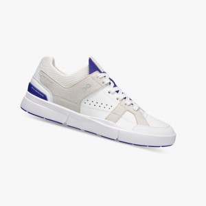 White / Indigo Women's On Running THE ROGER Clubhouse Sneakers | 946872-RPO