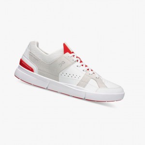 White / Red Men's On Running THE ROGER Clubhouse Sneakers | 315279-KEI