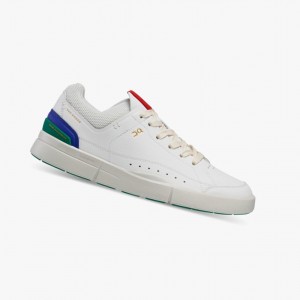 White / Turquoise Women's On Running THE ROGER Centre Court Sneakers | 271048-UHV