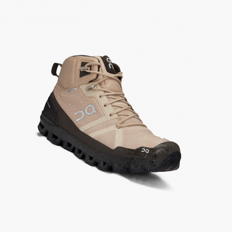 Beige Men's On Running Cloudrock Waterproof Hiking Boots | 159863-AWC