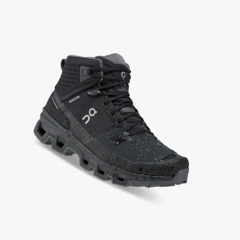 Black Men's On Running Cloudrock 2 Waterproof Hiking Boots | 460258-ZQI