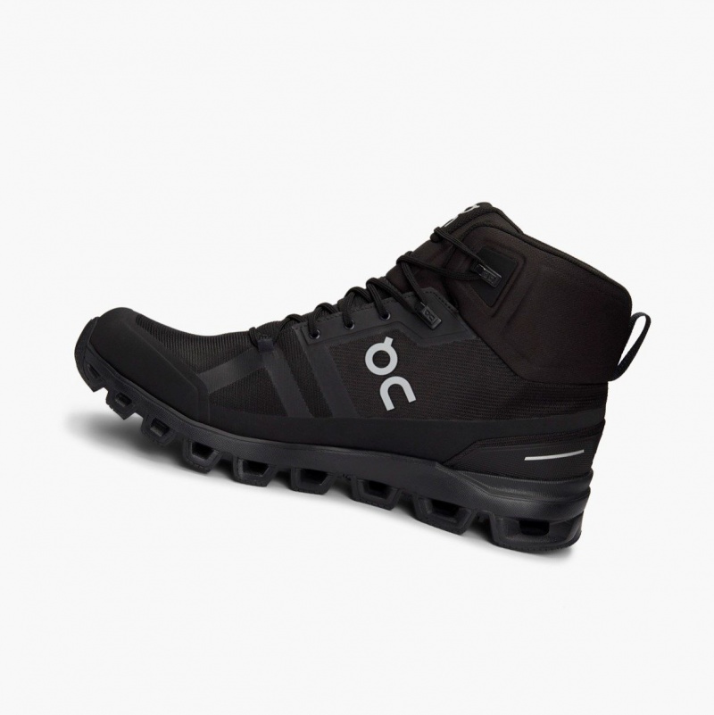 Black Men's On Running Cloudrock Waterproof Hiking Boots | 631497-QIA