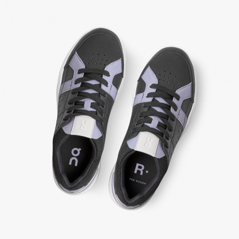 Black / Lavender Women's On Running THE ROGER Clubhouse Sneakers | 943526-WSN