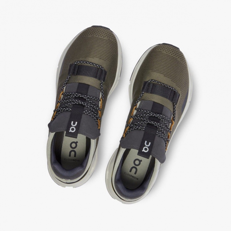 Dark Green Men's On Running Cloudnova Sneakers | 048392-FYH