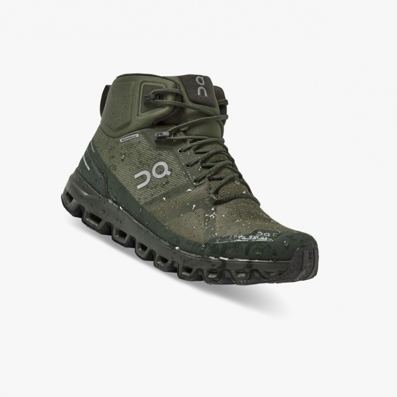 Olive Men's On Running Cloudrock Waterproof Hiking Boots | 241598-AQK