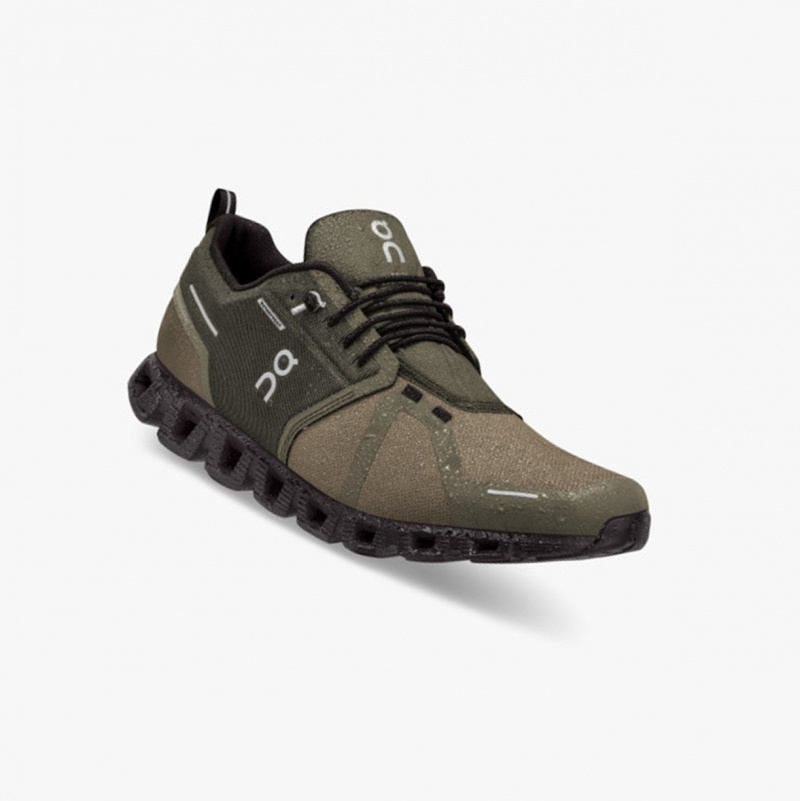 Olive / Black Men's On Running Cloud 5 Waterproof Running Shoes | 213594-YFM