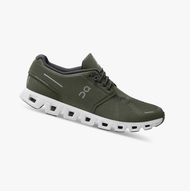 Olive / White Men\'s On Running Cloud 5 Running Shoes | 748603-KTS