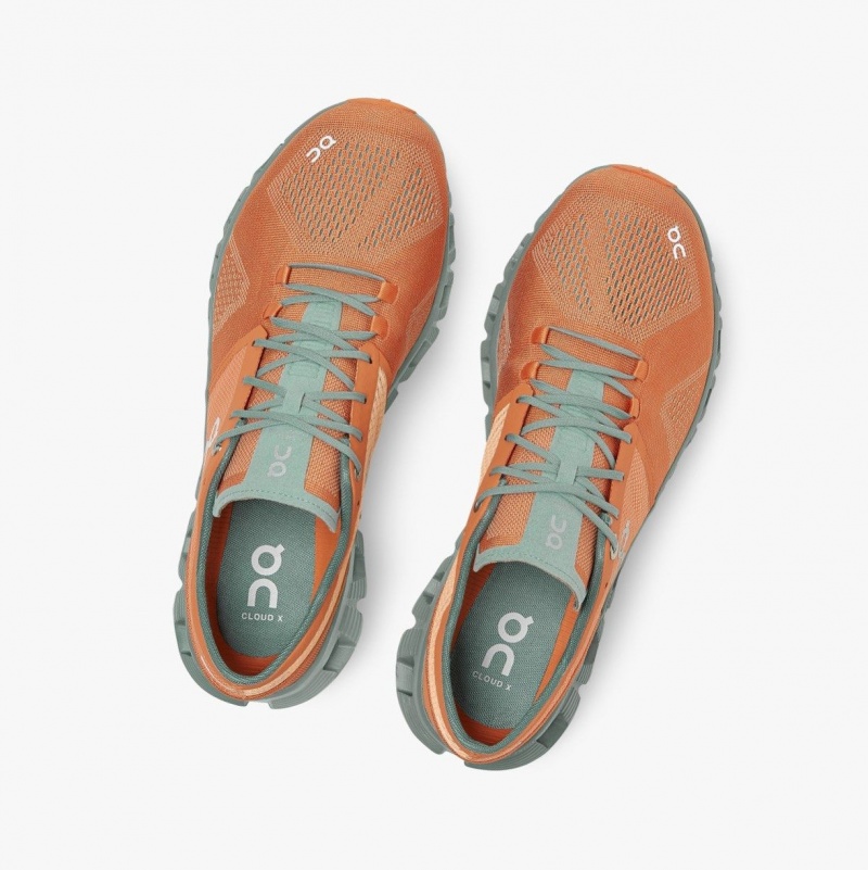 Orange Men's On Running Cloud X Training Shoes | 713265-BWR