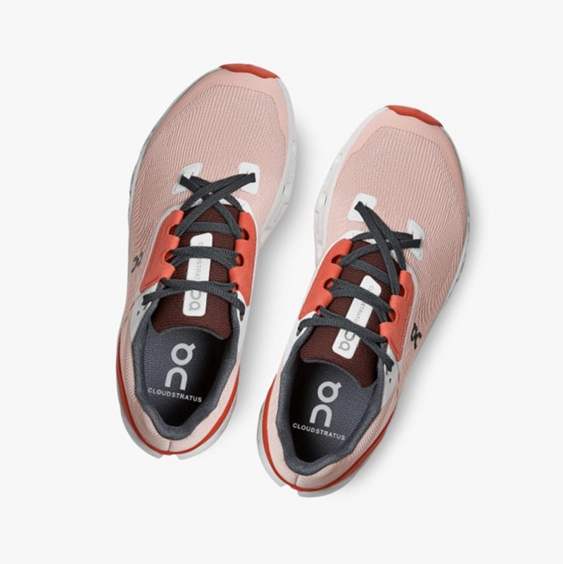 Rose / Red Women's On Running Cloudstratus Road Running Shoes | 031529-UXI