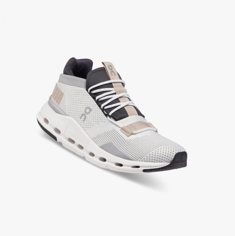 White / Brown Women's On Running Cloudnova Sneakers | 473958-TRJ