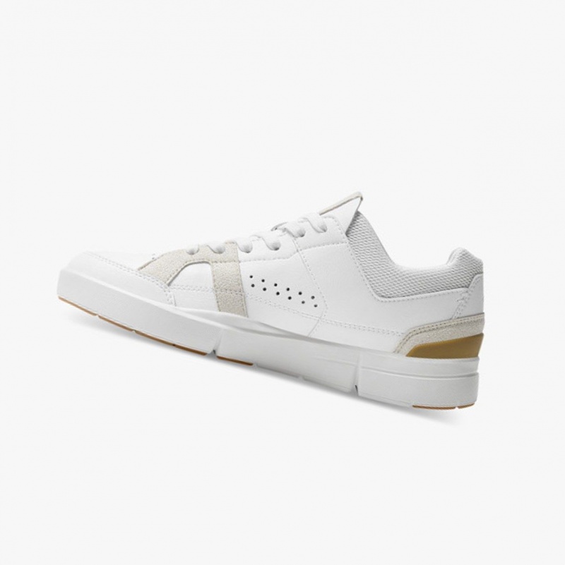 White / Brown Women's On Running THE ROGER Clubhouse Sneakers | 057134-PKY