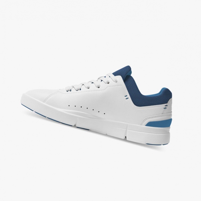 White / Deep Blue Men's On Running THE ROGER Advantage Sneakers | 358261-WYQ