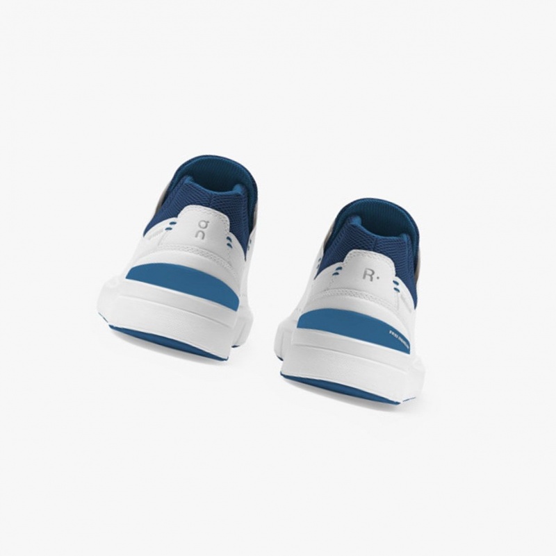 White / Deep Blue Men's On Running THE ROGER Advantage Sneakers | 358261-WYQ