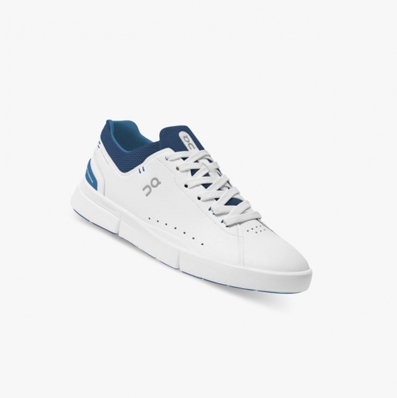 White / Deep Blue Men's On Running THE ROGER Advantage Sneakers | 358261-WYQ