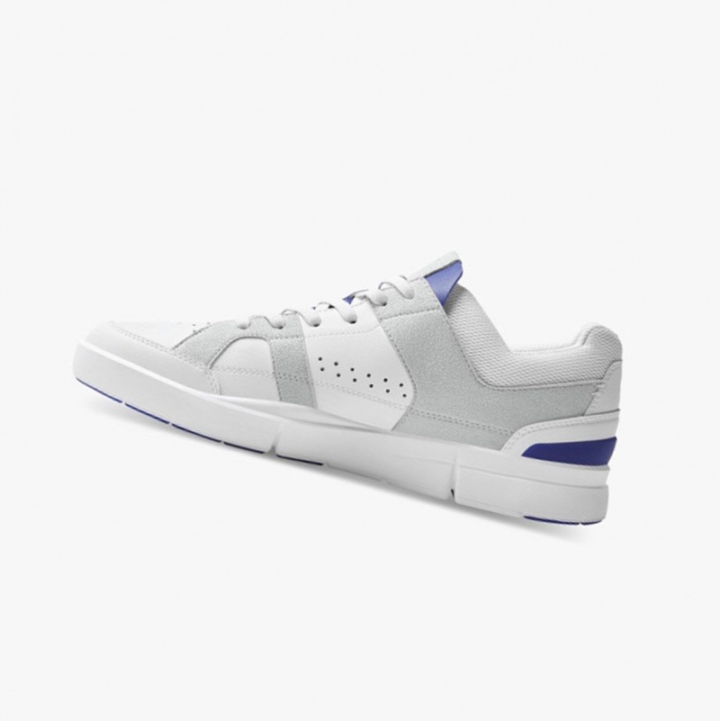 White / Indigo Men's On Running THE ROGER Clubhouse Sneakers | 754619-BCM