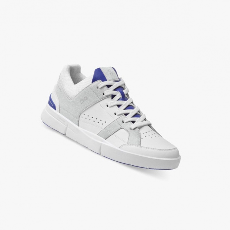 White / Indigo Men's On Running THE ROGER Clubhouse Sneakers | 754619-BCM