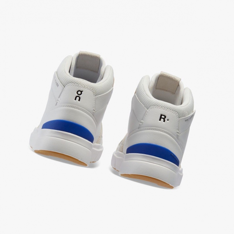 White / Indigo Men's On Running THE ROGER Clubhouse Mid Running Shoes | 319520-NIS