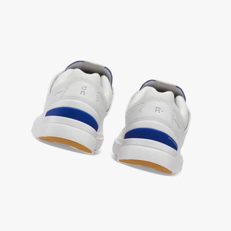 White / Indigo Men's On Running THE ROGER Clubhouse Sneakers | 059413-XEG