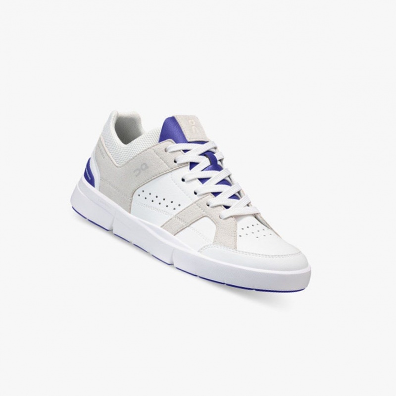 White / Indigo Women's On Running THE ROGER Clubhouse Sneakers | 946872-RPO