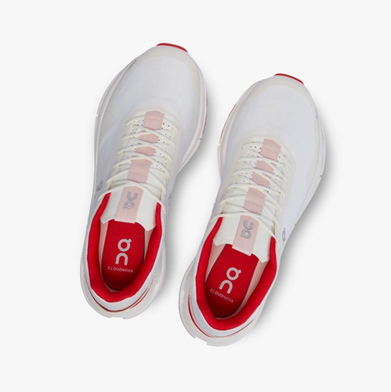 White / Red Men's On Running Cloudnova Form Running Shoes | 645209-SRH